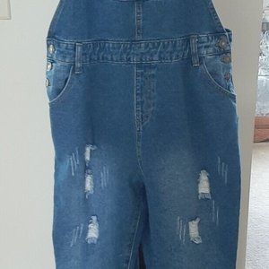 Yeokou Women's Casual Denim Bib Cropped Overalls Jumpsuit